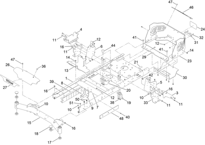 Frame Assembly Diagram and Parts List for 75317TA 412000000 - 999999999 Toro Lawn Tractor