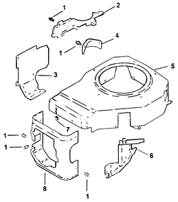 Blower And Housing & Baffles - Engine Kohler Model No. Cv14t-1412 Diagram and Parts List for 30175 39000001 - 39999999 Toro Lawn Tractor Accessories