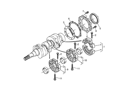Main Bearing Case Assembly Diagram and Parts List for 74264TE (260000001-260999999)(2006) Toro Lawn Mower