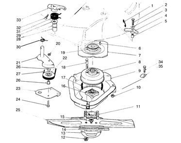 Blade Brake Clutch Assembly Diagram and Parts List for 22044BC 5900001 - 5999999 Toro Lawn Mower
