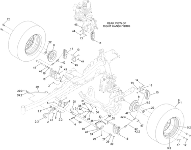 Parking Brake And Wheel Assembly Diagram and Parts List for 74919TE 400000000-401899999 Toro Lawn Mower