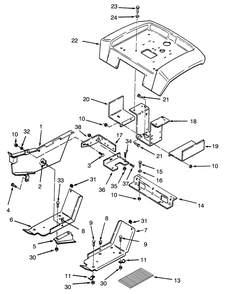 Fender And Supports Diagram and Parts List for 73401 3900001 - 3999999 Toro Lawn Tractor