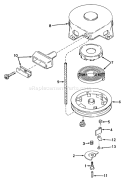 Rewind Starter Diagram and Parts List for 31304 4000001-4999999 - 1974 Toro Snow Blower