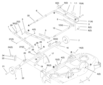 Deck Suspension Assembly Diagram and Parts List for 78375 8900001 - 8999999 Toro Lawn Mower