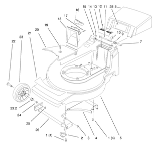 Deck Assembly Diagram and Parts List for 20913 890000001 - 899999999 Toro Lawn Mower