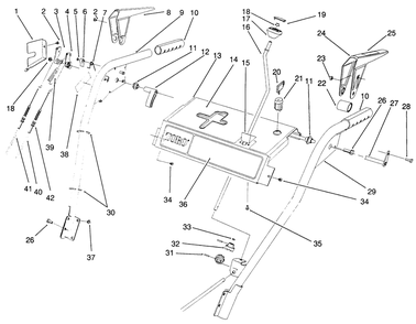 Handle Assembly Diagram and Parts List for 38570 3900001 - 3999999 Toro Snow Blower