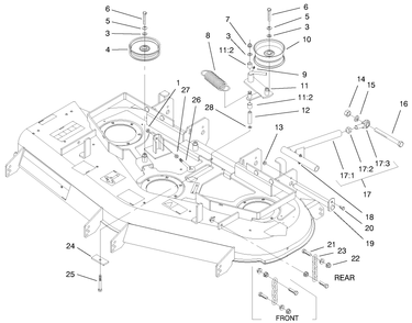 Chains, Pulleys, Lift Struts And Idler Assembly Diagram and Parts List for 74173 (990001-999999)(1999) Toro Lawn Mower