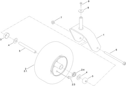 Caster Wheel Assembly Diagram and Parts List for 75763 400000000 - 999999999 Toro Lawn Tractor