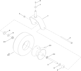 Fork And Caster Wheel Assembly Diagram and Parts List for 75315 411600000 - 411643471 Toro Lawn Tractor