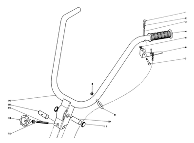 Handle Assembly Diagram and Parts List for 58336 0000001 - 0999999 Toro Tiller