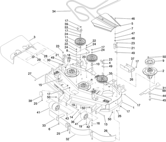 Deck Assembly Diagram and Parts List for 74450TE (310000001-310999999)(2010) Toro Lawn Mower
