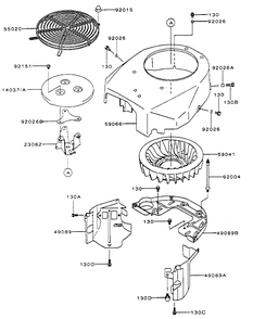 Cooling Equipment Assembly Diagram and Parts List for 74173 (990001-999999)(1999) Toro Lawn Mower