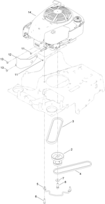 Engine And Belt Assembly Diagram and Parts List for 21810 411743171 - 412999999 Toro Lawn Mower