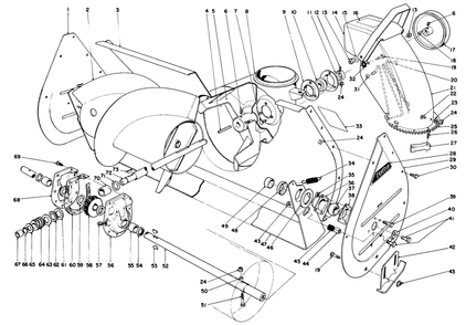 Auger Assembly Diagram and Parts List for 38160 6000001 - 6999999 Toro Snow Blower