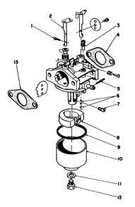 Carburetor Assembly Diagram and Parts List for 20584 4000001 - 4999999 Toro Lawn Mower