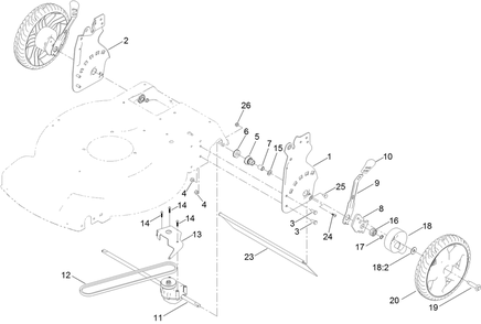 Rear Wheel, Transmission And  Height-Of-Cut Assembly Diagram and Parts List for 21863 400000000 - 409999999 Toro Lawn Mower