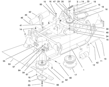 Deck And Spindle Asm Diagram and Parts List for 30152 690001 - 699999 Toro Lawn Mower
