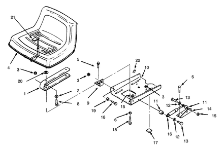 Seat Diagram and Parts List for 73401 4900001 - 4999999 Toro Lawn Tractor