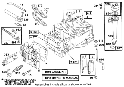 Engine Briggs & Stratton Model 12e802-0653-01 Diagram and Parts List for 21000BC 5900001 - 5999999 Toro Lawn Tractor Accessories