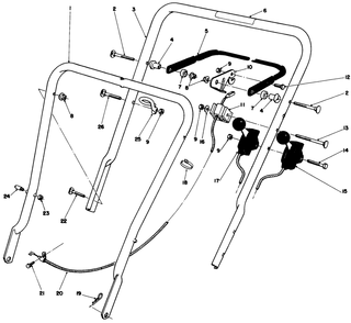 Handle Assembly Diagram and Parts List for 16212W 0000001 - 0999999 Toro Lawn Mower