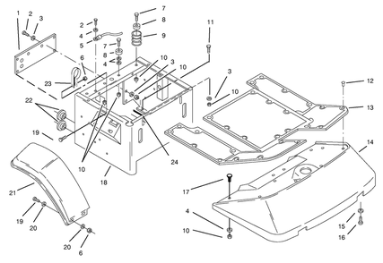 Fenders & Floor Pan Assembly Diagram and Parts List for 74101 690001 - 699999 Toro Lawn Tractor