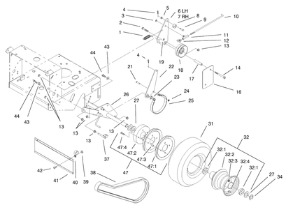 Wheel Drive Assembly Diagram and Parts List for 30194 (220000001-220999999)(2002) Toro Lawn Mower