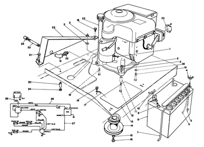 Engine Assembly Diagram and Parts List for 56132 1000001 - 1999999 Toro Lawn Tractor