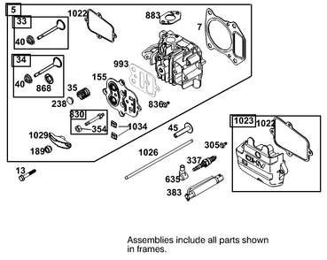 Cylinder Head Assembly Engine Gts-200 Diagram and Parts List for 105-1293  Toro Lawn Mower