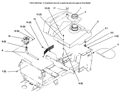 Fuel Tank And Hydro Reservoir Diagram and Parts List for 72085 6900001 - 6999999 Toro Lawn Tractor