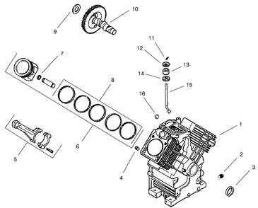 Crankcase Diagram and Parts List for 74209 (0000001-0000999)(2000) Toro Lawn Mower