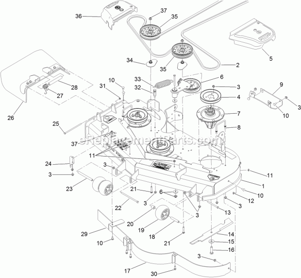 Deck Assembly Diagram and Parts List for 74903CP 311000001-311999999 Toro Lawn Mower
