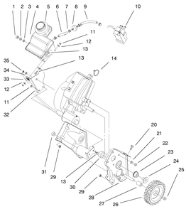 Engine And Gas Tank Assembly Diagram and Parts List for 38409 9900001 - 9999999 Toro Snow Blower