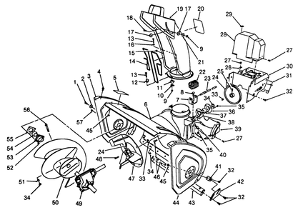 Housing & Chute Assembly Diagram and Parts List for 38545 8000001 - 8999999 Toro Snow Blower
