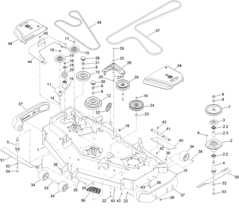 Deck Assembly Diagram and Parts List for 74463 400000000-402099999 Toro Lawn Tractor