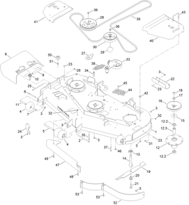 Deck Assembly Diagram and Parts List for 72965 414086139 - 999999999 Toro Lawn Tractor