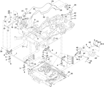 Deck Lift Assembly Diagram and Parts List for 74090 410000000 - 412999999 Toro Lawn Tractor
