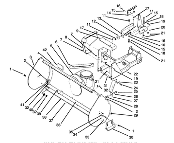 Auger Housing Assembly Diagram and Parts List for 79361 5900001 - 5999999 Toro Lawn Tractor