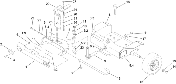 Part Location Diagram of 135-1248 Toro Bushing, Igus