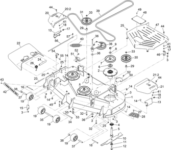 Deck Assembly Diagram and Parts List for 74053TE 414324427 - 414387043 Toro Lawn Tractor