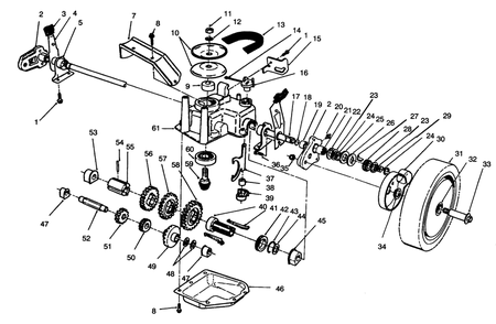 Gear Case Assembly Diagram and Parts List for 26640B 3900001 - 3999999 Toro Lawn Mower
