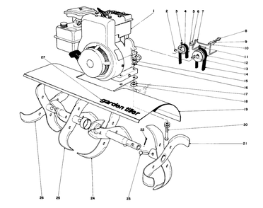 Tine And Engine Assembly (Model 58231) Diagram and Parts List for 58220 5000001 - 5999999 Toro Tiller
