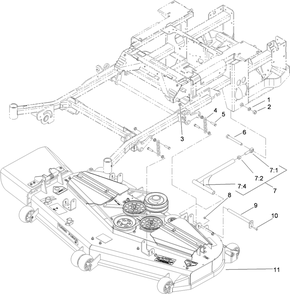 Deck Connection Assembly Diagram and Parts List for 74269 (311000001-311999999)(2011) Toro Lawn Mower