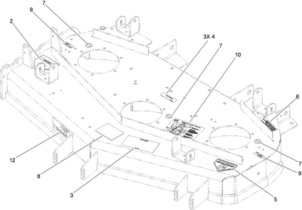 Deck Decal Assembly Diagram and Parts List for 74448 (290000001-290999999)(2009) Toro Lawn Mower