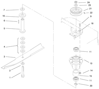 Spindles And Blades Diagram and Parts List for 30184 990001 - 999999 Toro Lawn Mower