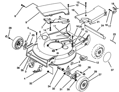 Housing Assembly Diagram and Parts List for 20436WF 39000001 - 39999999 Toro Lawn Mower