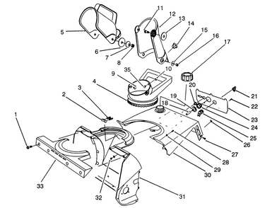 Chute Assembly Diagram and Parts List for 38175 3900001 - 3999999 Toro Snow Blower