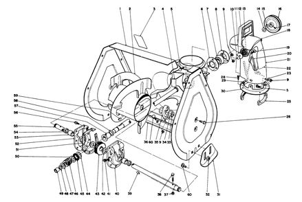 Auger Assembly Diagram and Parts List for 38054 3900001 - 3999999 Toro Snow Blower