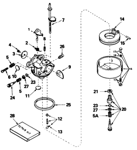 Carburetor No. 632371a Diagram and Parts List for 38072 6900001 - 6999999 Toro Snow Blower