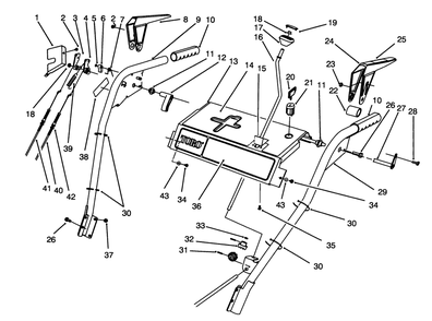 Handle Assembly Diagram and Parts List for 38570 4900001 - 4999999 Toro Snow Blower