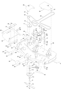 54in Deck Assembly Diagram and Parts List for 76550TA 417100000 - 417329999 Toro Lawn Tractor